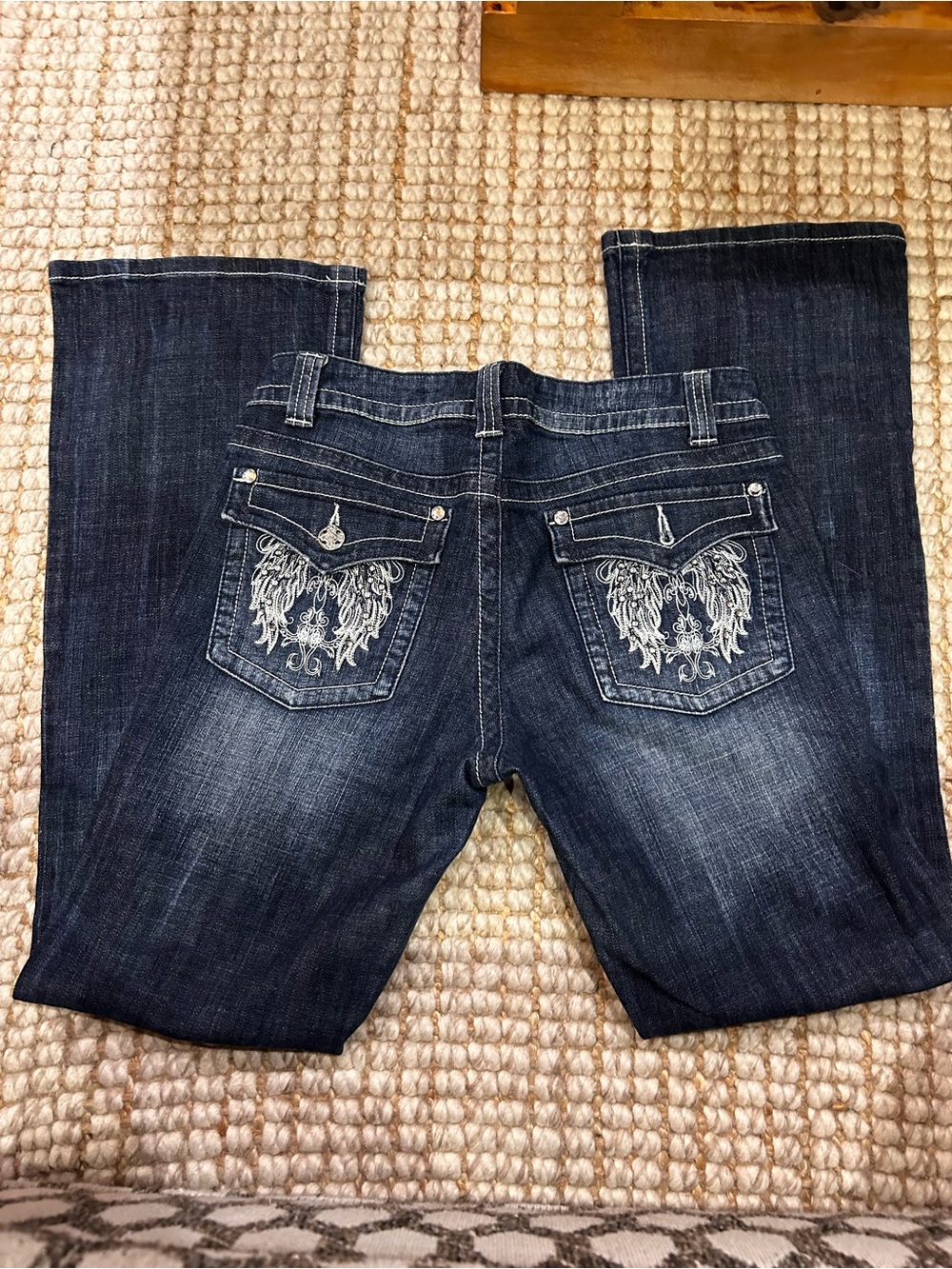 Harley-Davidson Women’s Dark Blue Boot Cut Jeans with Embroidered Back Pockets